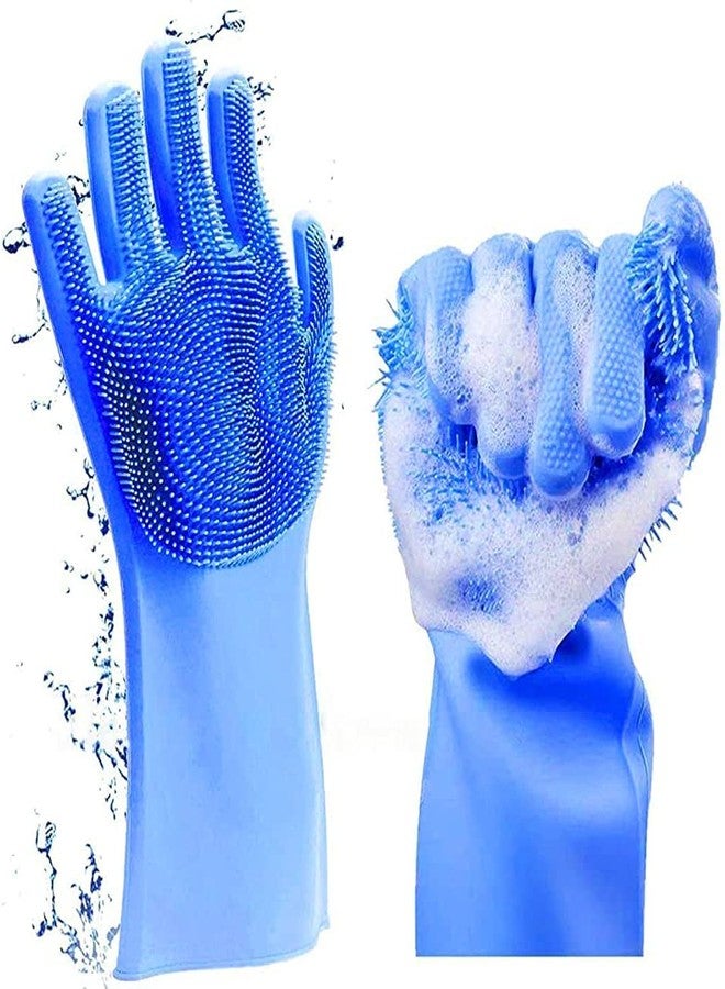 VYAKAT Dishwashing Sponge Gloves for Kitchen,Silicone Gloves Reusable Rubber Cleaning Gloves,Silicone Dishwashing Scrubber Gloves(Multicolor,1 Pair) - Image 3